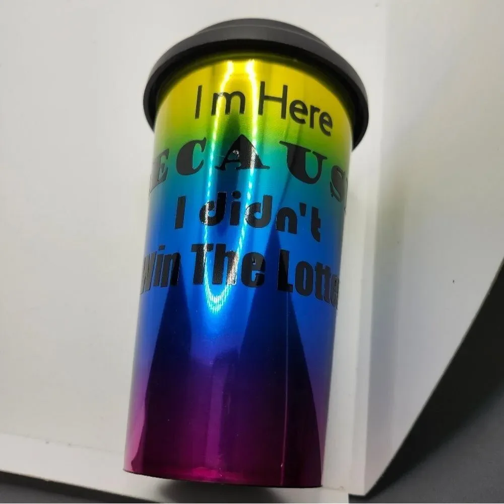 Hand Crafted Travel Cup Coffee Tumbler Plastic Mainstays Rainbow Funny saying